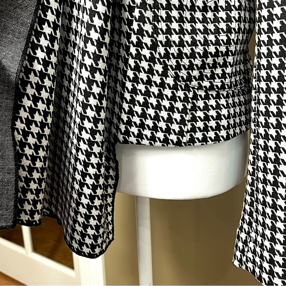 Cabi Houndstooth Woven Knit Relaxed Open Front Cardigan Size S Black Grey White - Picture 5 of 12